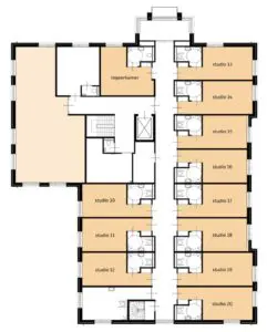 De plattegrond van de begane grond van Het Biesemhuis in Doesburg voor mensen met dementie