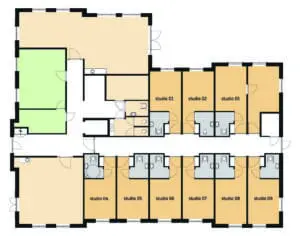 De plattegrond van de begane grond van Het Enkhuis in Soest voor mensen met dementie