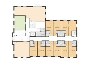 De plattegrond van de begane grond van Het Leijgraafhuis in Cuijk voor mensen met dementie