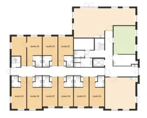 De plattegrond van de begane grond van Het Markiezaathuis in Bergen op Zoom voor mensen met dementie