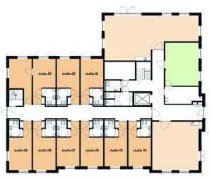De plattegrond van de begane grond van Het Rooyhuis in Venray voor mensen met dementie