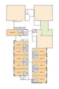 De plattegrond van de begane grond van Het Socrateshuis in Apeldoorn voor mensen met dementie