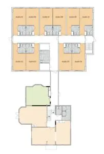 De plattegrond van de begane grond van Het Welgelegenhuis in Nunpeet voor mensen met dementie