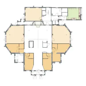 plattegrond van de begane grond van Het Oosterkerkhuis in Aalten