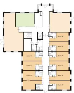 Plattegrond van de begane grond van Het Ruremundehuis in Roermond