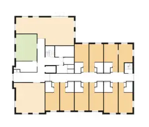 Plattegrond van de begane grond van Het Snijdelhuis in Boskoop