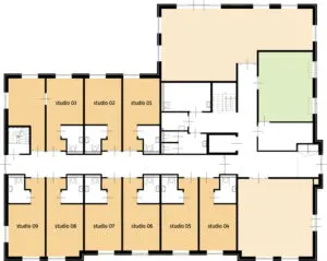 plattegrond van de begane grond van Het Elderomhuis in Boxmeer