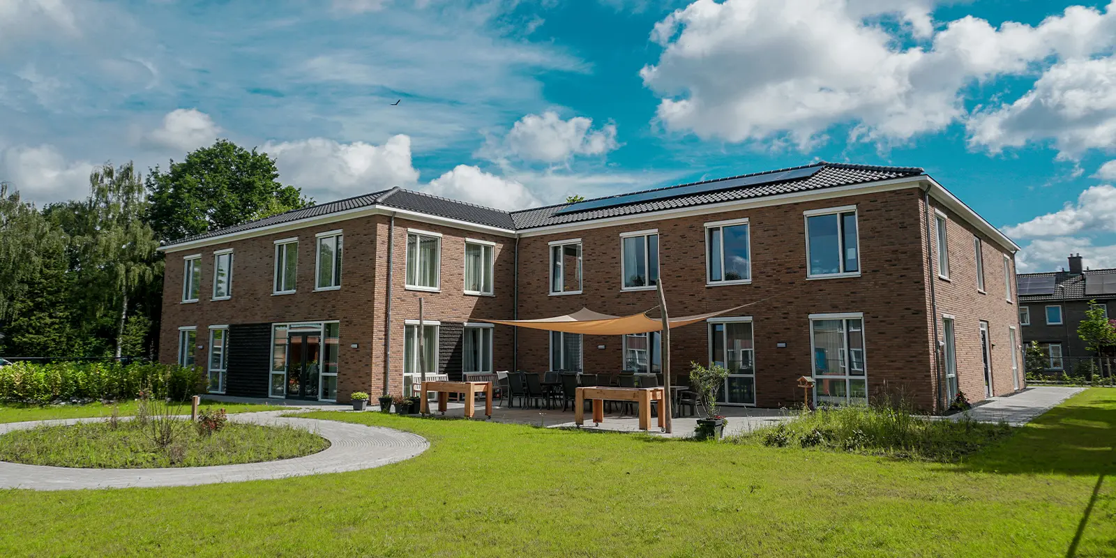 Sfeerimpressie vanuit de lucht van Het Nijlandhuis in Veldhoven