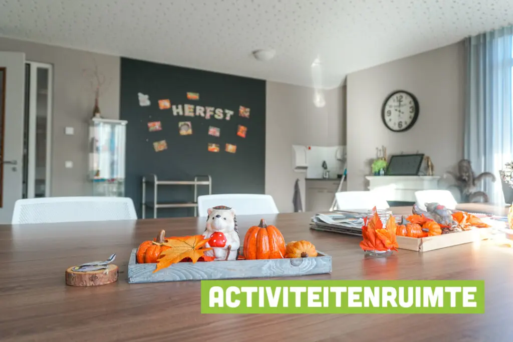 Een foto van de gezellige en knusse inrichting van Het Warandehuis waar mensen met dementie kleinschalig wonen, anders dan in een verzorgingshuis