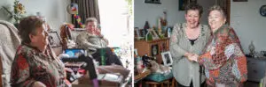 Moeder en dochter zitten samen in de studio van Het Warandehuis, de kleinschalige woonzorglocatie voor mensen met dementie van Dagelijks Leven in Bergen op Zoom.