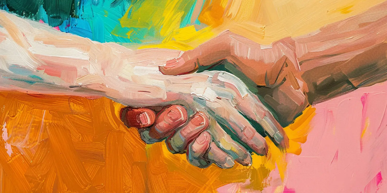 Afbeelding van twee handen die elkaar schudden. Ter illustratie bij een blog van een verpleegkundige, die herkenning vond in een bewoonster van de kleinschalige woonzorglocatie voor mensen met dementie waar zij werkt. Dat blijkt de bewoonster vroeger ook te zijn geweest.