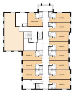 De plattegrond van de begane grond van Het Biesemhuis in Doesburg voor mensen met dementie