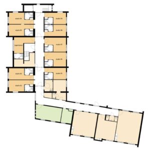 De plattegrond van de begane grond van Het Drostenhuis in Coevorden voor mensen met dementie