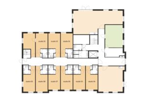 De plattegrond van de begane grond van Het Gofferthuis in Nijmegen voor mensen met dementie
