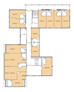 De plattegrond van de eerste verdieping van Het Hofstedehuis in Raalte voor mensen met dementie