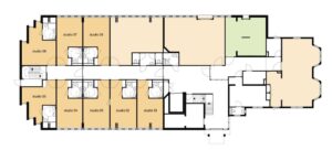 De plattegrond van de begane grond van Het Korenhuis in Hoogeveen voor mensen met dementie