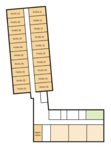 De plattegrond van de begane grond van Het Vandermolenhuis in Lochem voor mensen met dementie