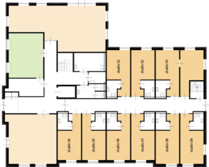 Plattegrond van de begane grond in Het Meidoornhuis in Brummen