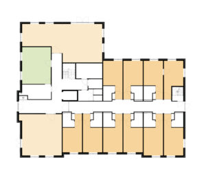 Plattegrond van de begane grond van Het Snijdelhuis in Boskoop