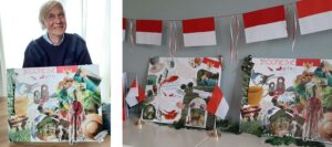 Bewoner met dementie van Dagelijks Leven laat zijn moodboard zien, die toont waar hij aan denkt bij zijn geboorteland Indonesië