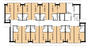 Plattegrond van de eerste verdieping van de woonzorglocatie Het Buitenvestehuis in Steenbergen